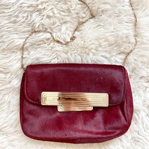 Laura Merkin Burgundy Calf Hair Crossbody Bag